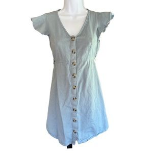Japna Women Dress Small Powder Blue Linen Blend​​​​